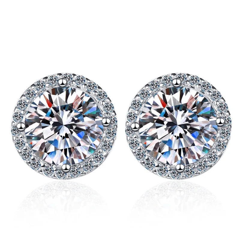 Sterling Silver Moissanite Stud Earrings 1 Carat Sparkle - Smarsty