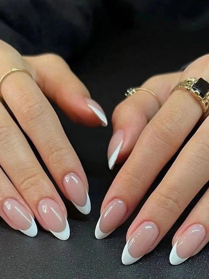 Stiletto Press On Nails Set with Black Silver Bowknot - Smarsty
