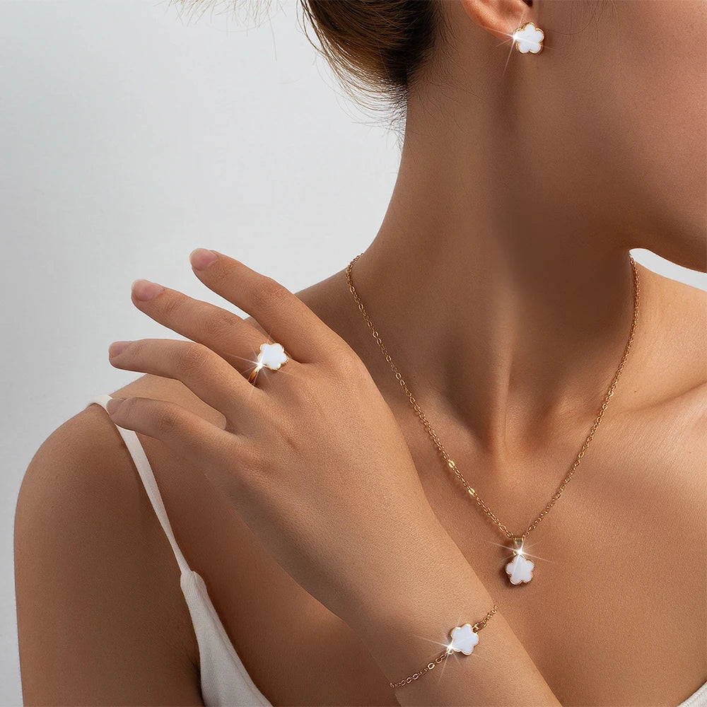 Lucky Five-Petal Flower Jewelry Set for Women - Smarsty