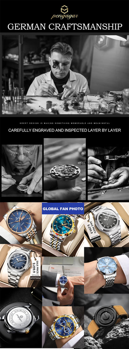 Luxury Waterproof Men’s Quartz Wristwatch with Luminous Dial - Smarsty