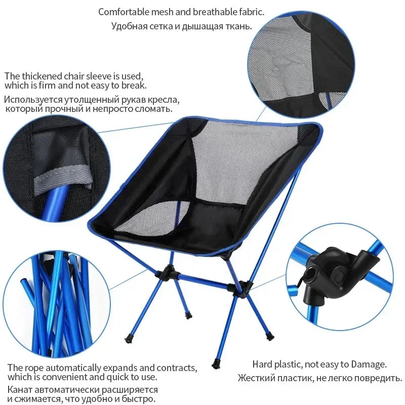 Outdoor Portable Folding Chair Beach Chairs for BBQ Travel Beach Hiking Picnic Seat Easy to Carry Convenient by Smarsty