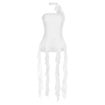 Sexy Off Shoulder Crop Tops Spring Summer Halter Sleeveless Streetwear Y2K White Solid Tank Top Casual Evening Party Club Tees - Smarsty