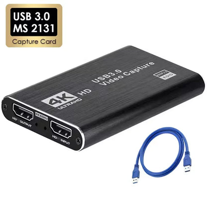 4K USB 3.0 Video Capture Card 1080P 60Hz HD HDMI-compatible Video Recorder Grabber For PS4 Switch Game Recording Live Streaming