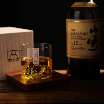 Japanese Glass Glacier Mountain Teacup Mt. Fuji Heat-resistant Glass Teacup Office Handy Retro Wine Glass Whisky Cup Home