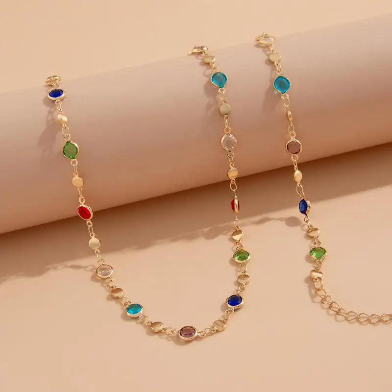 Fashion Colored Glass Crystal Waist Chain for Women - Smarsty
