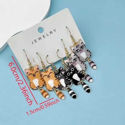 Cute Cat Dangle Earrings Set for Women - Smarsty
