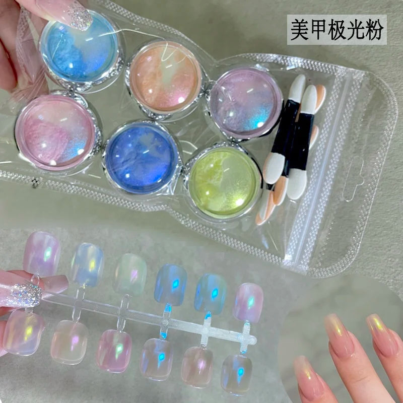 Shimmer Aurora Nail Powder Set for Stunning Manicure - Smarsty