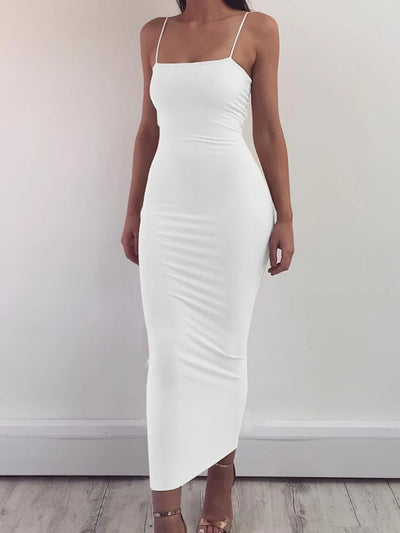 2025 New Spring Summer Women's High Elastic Sleeveless Backless Dress Long Sling Dresses Club Sexy Suspender Dress - Smarsty