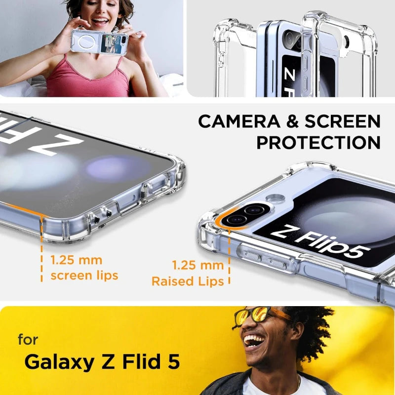 Transparent MagSafe Case With Air Cushion Shockproof Z Flip - Smarsty