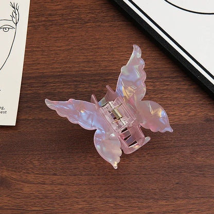 Pearlescent Butterfly Hair Claw 7cm Acetate Elegant Grip - Smarsty
