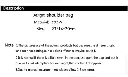 Large Capacity Straw Beach Tote Woven Shoulder Bag Summer - Smarsty