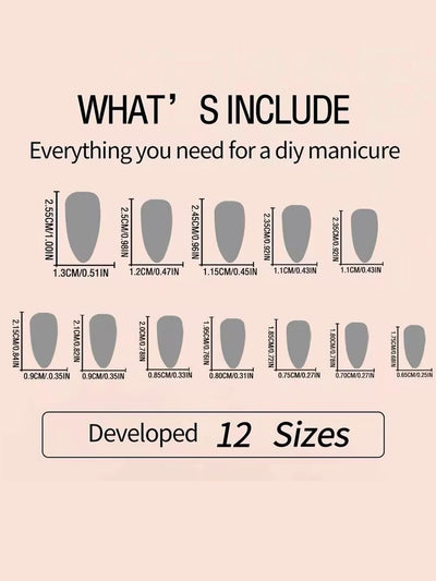 24PCS Medium Pink Black French Tip Press On Nails - Smarsty