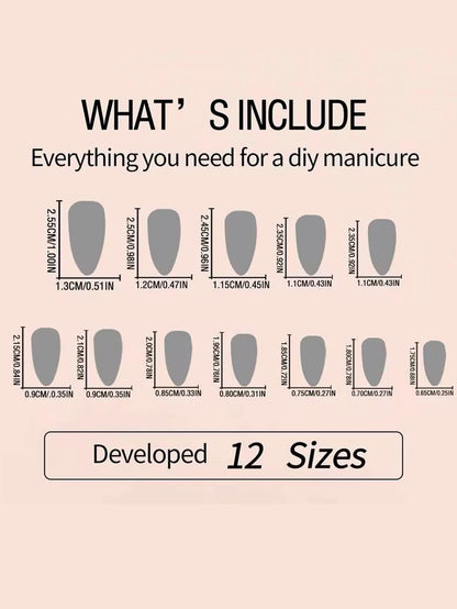24PCS Medium Pink Black French Tip Press On Nails - Smarsty