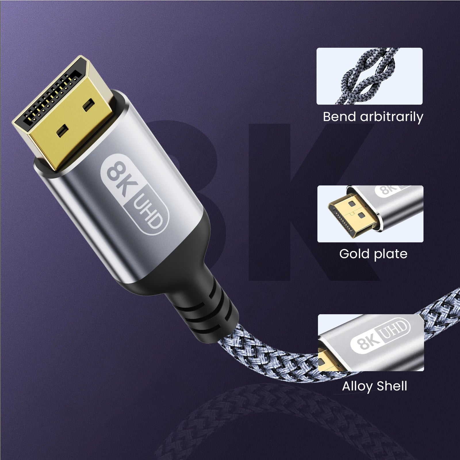 High Speed 8K DisplayPort Cable 1.4 G-Sync Compatible - Smarsty