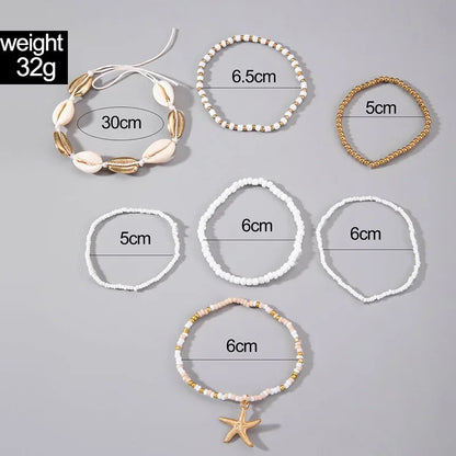 Boho Summer Starfish Bracelet Set for Women - Smarsty