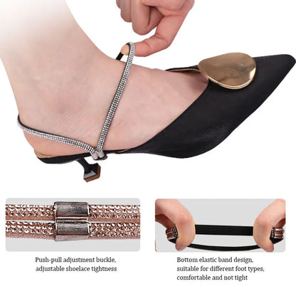 High Heels Shoes Band Anti-loose for Women Diamond Shoelaces Anti-drop Heel Straps Belt Drill Elastic Fixing Belts Rhinestone - Smarsty