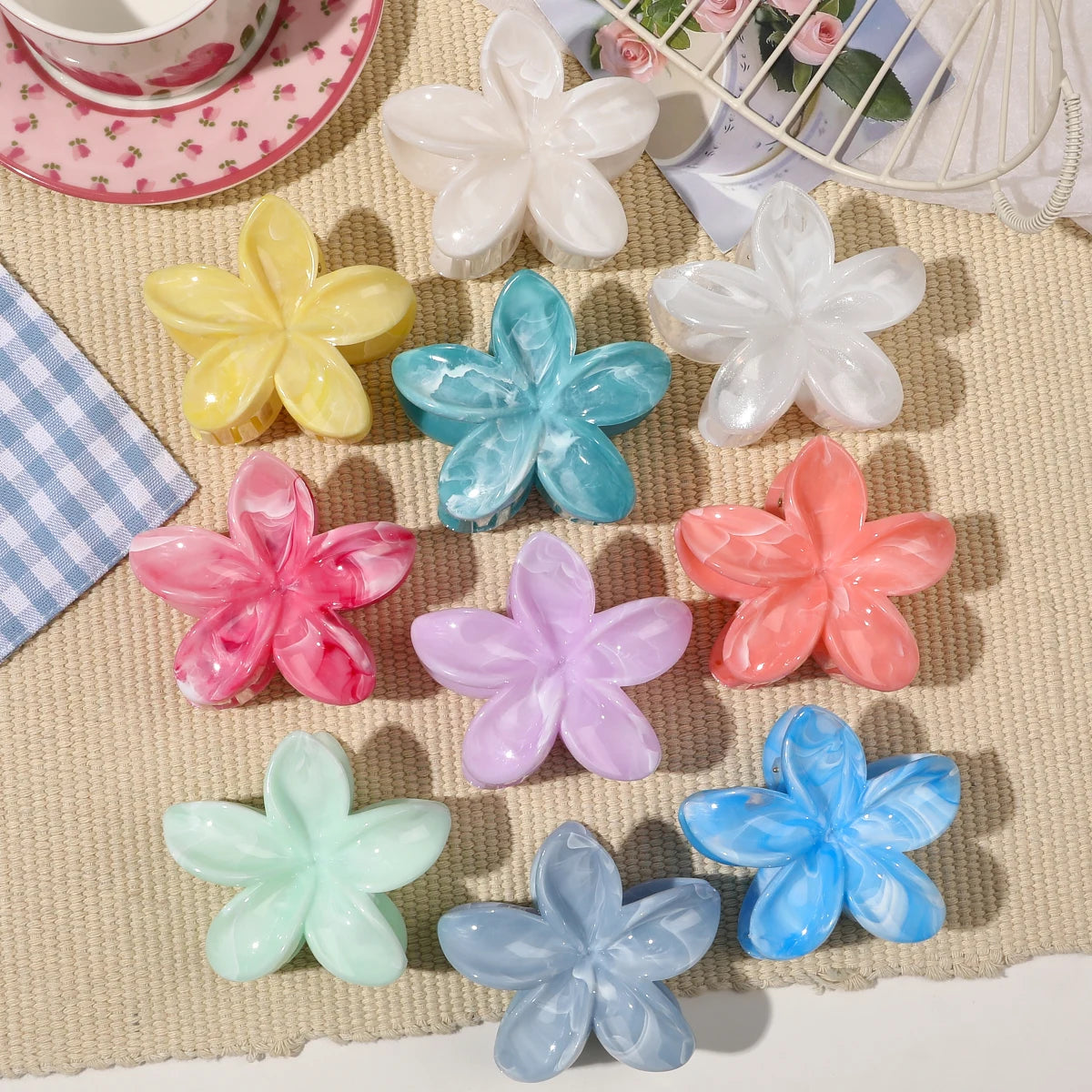 Hawaiian Flower Hair Claw Clips For Thin Hair Lightweight - Smarsty