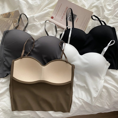 Seamless Camisole for Women Fitness Crop Tops Summer Thin Elegant Sexy All-match Casual One-piece Ice Silk Underwear Tanks Top - Smarsty