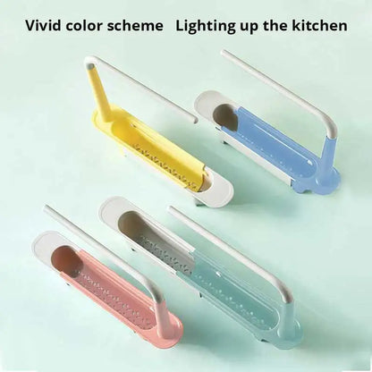 1Pc Multifunctional Telescopic Sink Storage Rack Upgraded Adjustable Sink Sponge Holder Expandable 2-in-1 For Home Kitchen by Smarsty