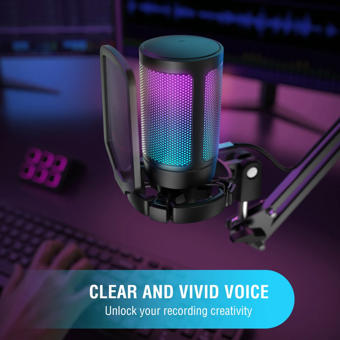 FIFINE USB Condenser Gaming Microphone with Pop Filter - Smarsty