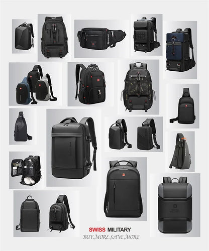 SWISS MILITARY Fashion Travel Multifunction Large Capacity Male Bag Usb Charging Waterproof 23 inch Laptop Backpack Men Mochila - Smarsty