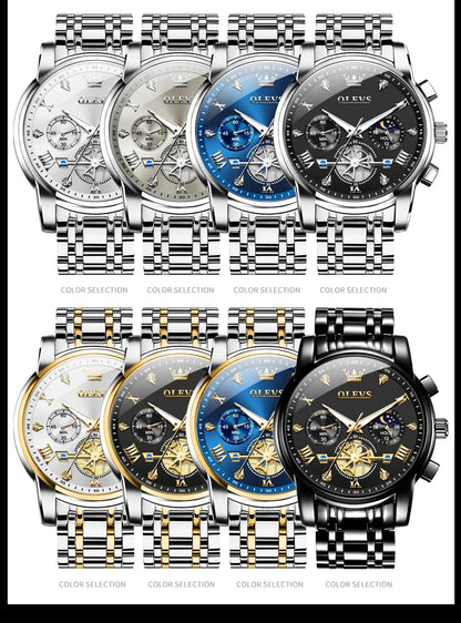 OLEVS Luxury Quartz Watch with Moon Phase Feature - Smarsty