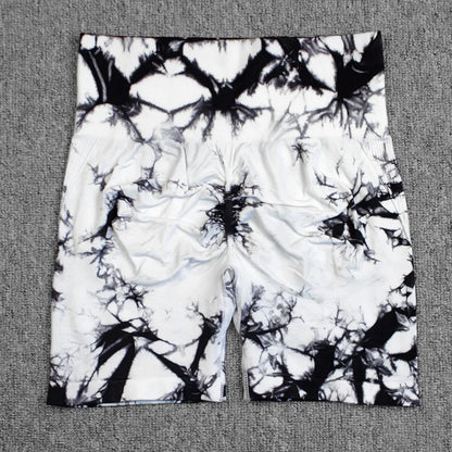 Tie-Dye Yoga Shorts for Women High Elastic Gym Shorts Push Up Sports Shorts Running Workout Fitness Women Short Sports Leggings - Smarsty