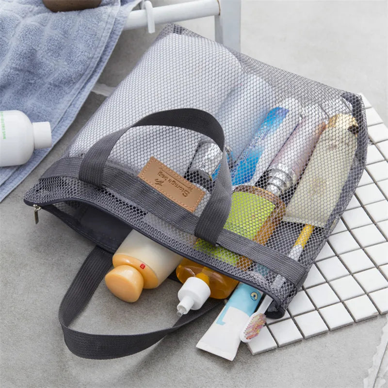 Mesh Makeup Toiletry Storage Bags Handbags Portable Travel Washing Body Shower Tools Organizer Hanging Cosmetic Organizer Pouch - Smarsty