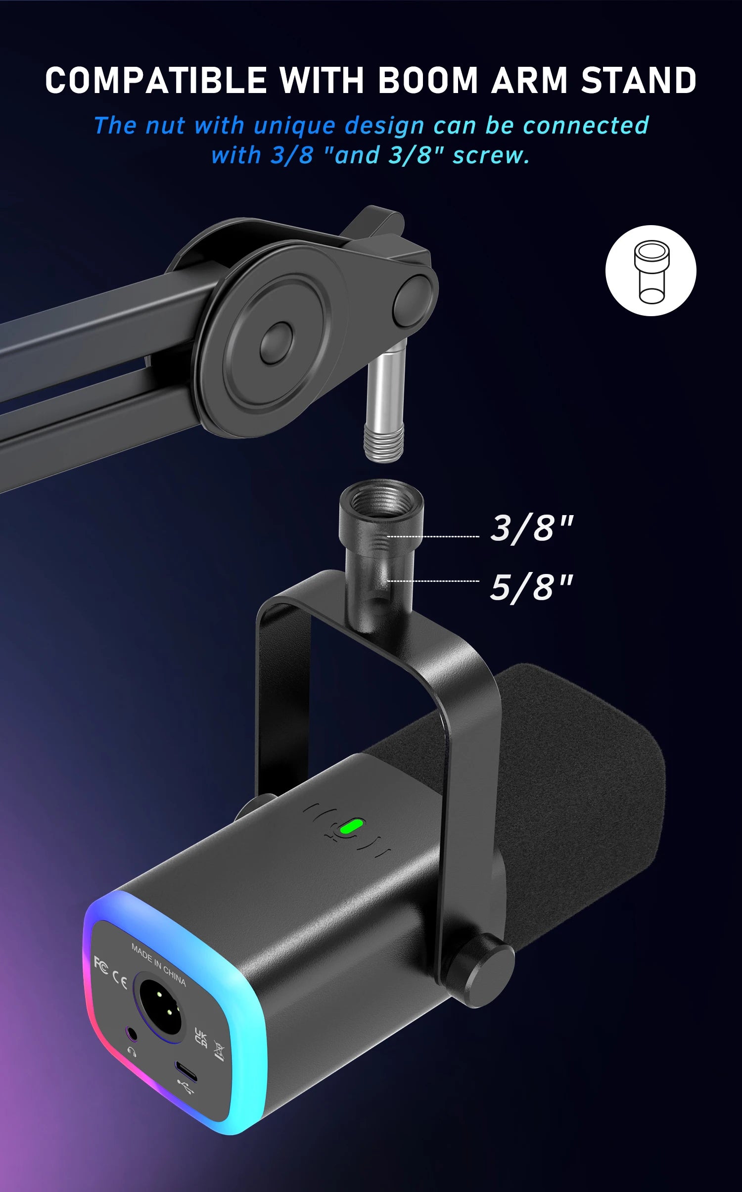FIFINE USB XLR Dynamic Microphone with Touch Mute Feature - Smarsty