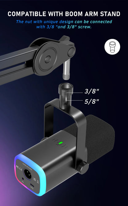 FIFINE USB XLR Dynamic Microphone with Touch Mute Feature - Smarsty