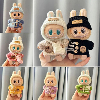 For 15-17 cm v1v2 Labubu Clothes outfit Labubu Sitting Party Bear Label Scarf Hat Bag Dolls Accessories Cute Decoration by Smarsty