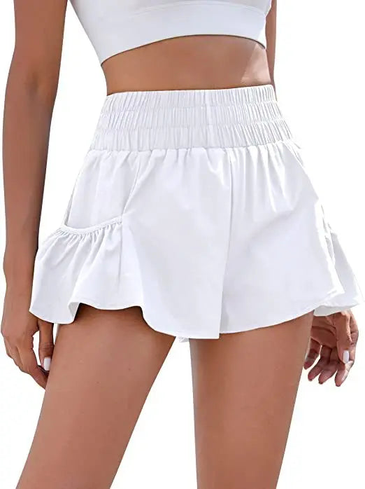 Hotty Hot Solid Color Tennis Skirt Yoga Shorts for Women's Gym Sportswear Pocket Loose Sport Outfit Fitness Runing Workout Short - Smarsty