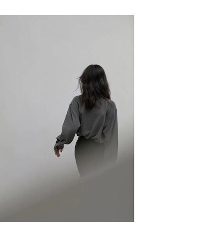 2025 Summer Minimalist Long Sleeve Button Up Shirt Women Korean Style Solid Tie Oversize Shirts Blouse Loose Clothes Autumn Tops - Smarsty