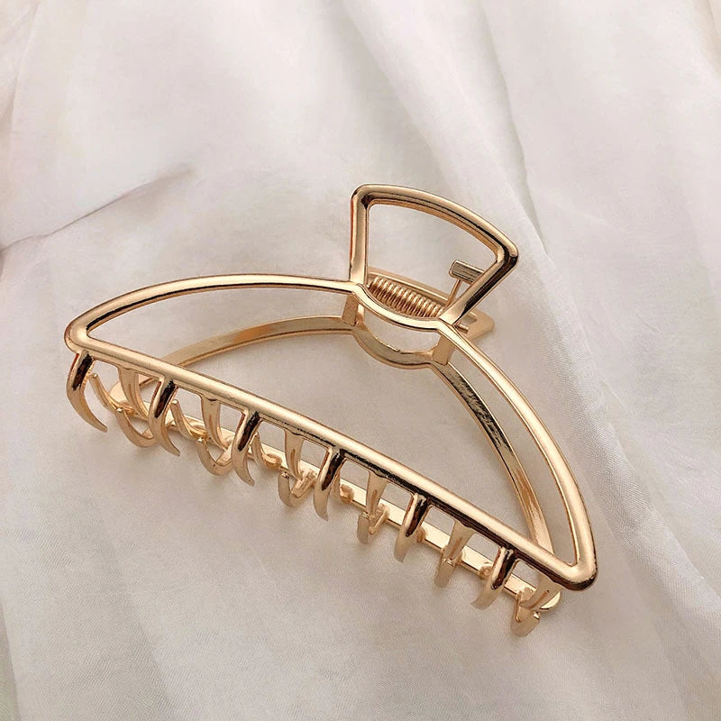 Gold Hollow Geometric Hair Clips for Stylish Women - Smarsty