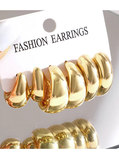 Classic Gold Drop Earrings 12pcs Set for Workplace Style - Smarsty