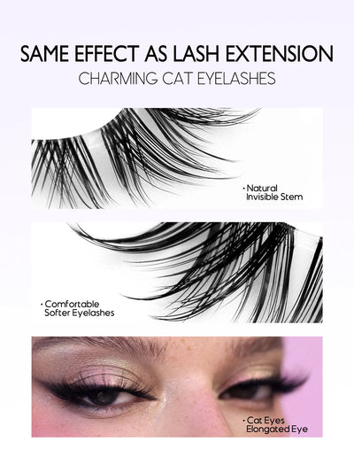 GROINNEYA Soft Natural Cat Eye Faux Mink Lashes - Smarsty