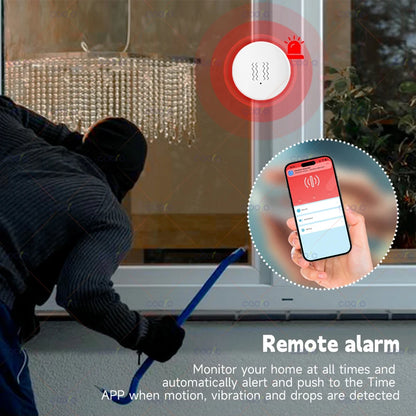Tuya Zigbee Smart Vibration Sensor Detection Smart Life App Notification Real-Time Motion Shock Alarm Record