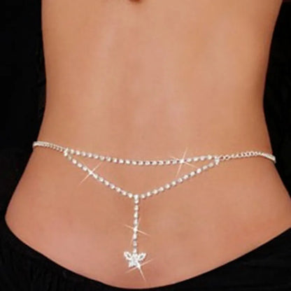 Women High Waist Metal Chain Belt with Crystals - Smarsty