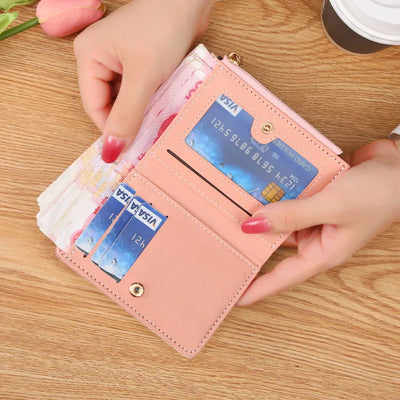 Fashion Women's Wallet Zipper Coin Purse Lady Short Clutch Purse Handbag Patchwork Leather Female Card Holder Wallet Phone Pouch - Smarsty