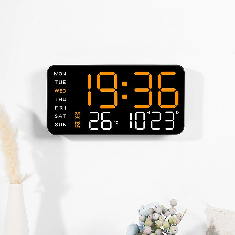 Large Digital Wall Clock with Temperature and Date Display - Smarsty