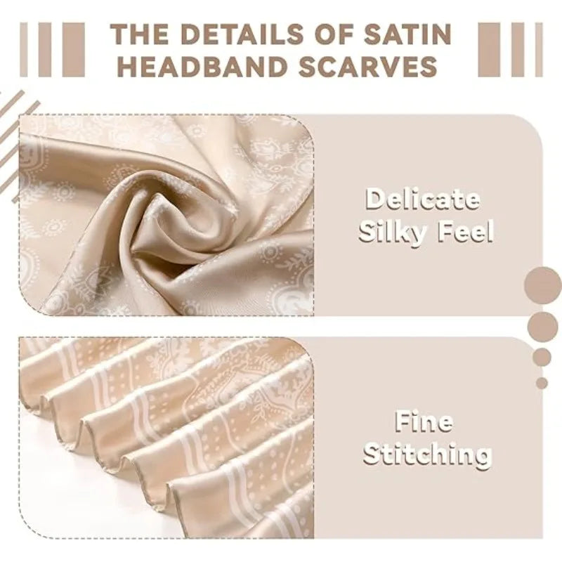 Women Paisley Satin Scarf Lightweight Sun Protection Shawl - Smarsty
