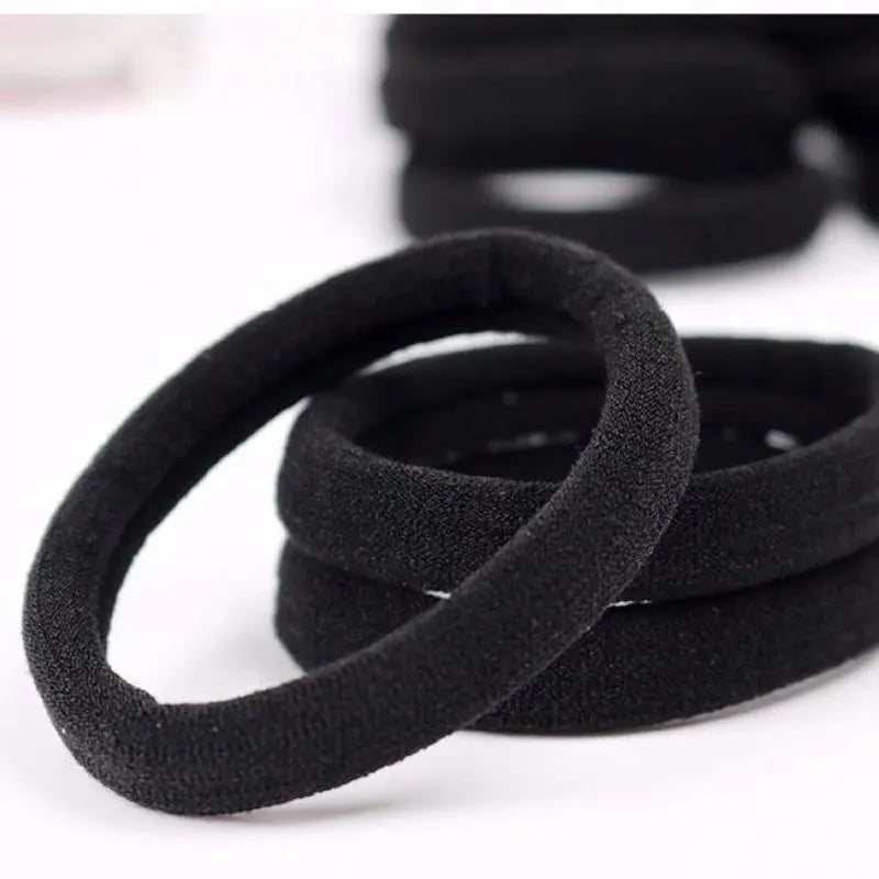 50Pcs Black Hair Ties Seamless No Damage Thick Hold - Smarsty