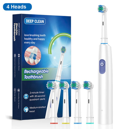 Rotary Electric Toothbrush with Soft Brush Heads - Smarsty