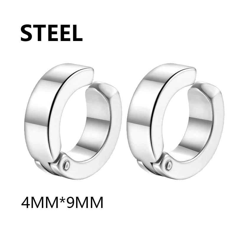 Stainless Steel Ear Clip Earrings No Piercing Black - Smarsty
