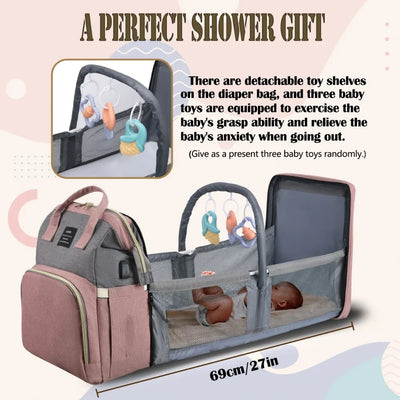 Mommy Bag Lightweight Portable Folding Crib Bed Large-capacity Travel Maternity Bags Baby Backpack Female Mommy Outting Bag by Smarsty