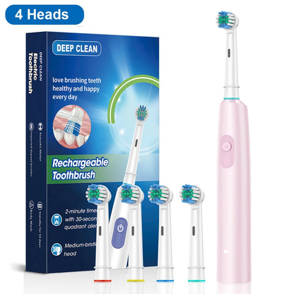 Rotary Electric Toothbrush with Soft Brush Heads - Smarsty