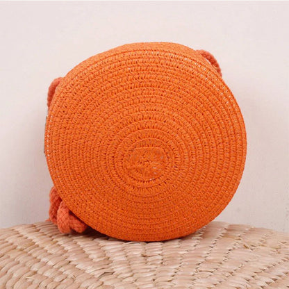 Round Straw Bag For Women Woven Handmade Shoulder Bag - Smarsty
