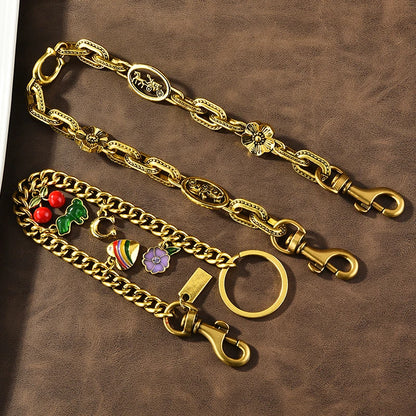 1pc Hot New Shining Cherry Keychain Bag Charm Colorful Fashion Car Key Chain Metal Flowers Key Ring Exquisite Gifts Souvenirs - Smarsty