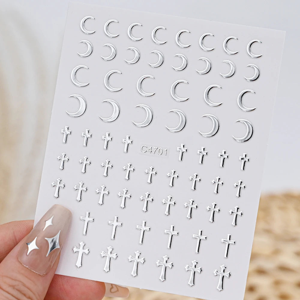 Metallic 3D Star Nail Art Stickers Set - Smarsty