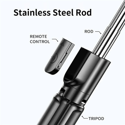 Selfie Stick Wireless Tripod Stand with Light Bluetooth Remote Extendable Tripod for iPhone Mobile Phone Tiktok Live Streaming - Smarsty